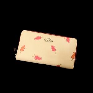 Coach Long Wallet With Popsicle Design, Cream/Pink